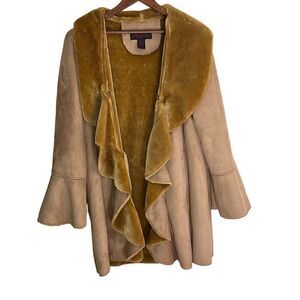 Angelina Faux Suede Plush Bell Sleeve Coat